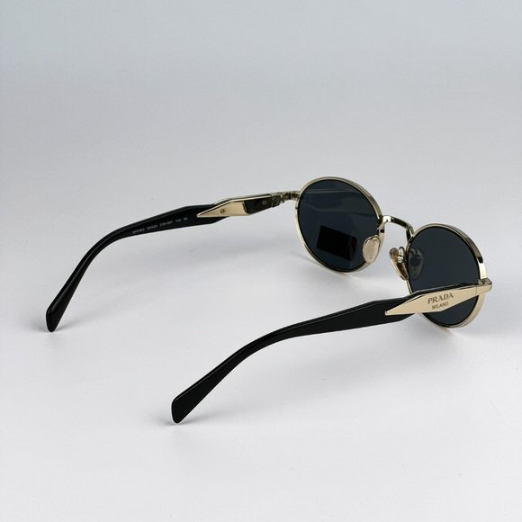 Prada PR65ZS ZVN09T Sunglasses Pale Gold Dark Grey Oval Metal Unisex - Picture 8 of 15